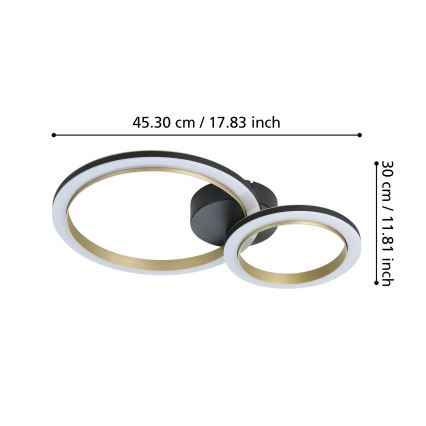 Eglo - Dimmbare LED-Deckenleuchte LED/12W/230V 4000K schwarz/golden