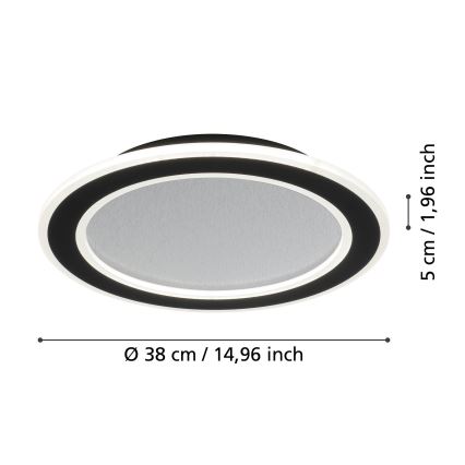 Eglo - Dimmbare LED-Deckenleuchte LED/20W/230V 2700-6500K schwarz + Fernbedienung