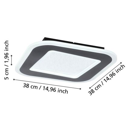 Eglo - Dimmbare LED-Deckenleuchte LED/20W/230V 2700-6500K schwarz + Fernbedienung