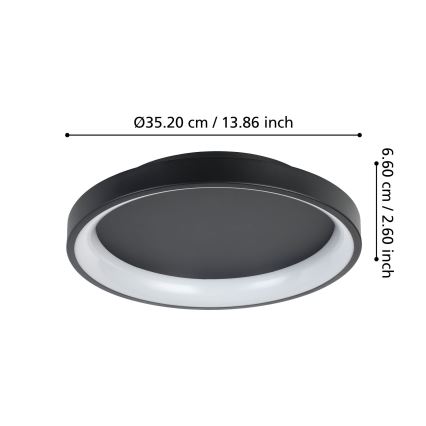 Eglo - Dimmbare LED-Deckenleuchte LED/12W/230V 2700-6500K schwarz + Fernbedienung