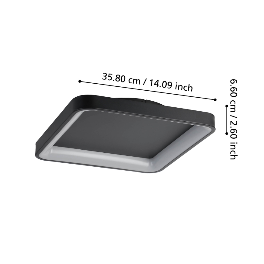 Eglo - Dimmbare LED-Deckenleuchte LED/12W/230V 2700-6500K schwarz + Fernbedienung