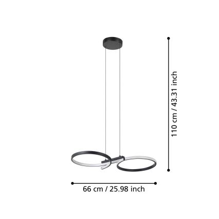 Eglo - LED-Hängeleuchte LED/21W/230V 3000K schwarz