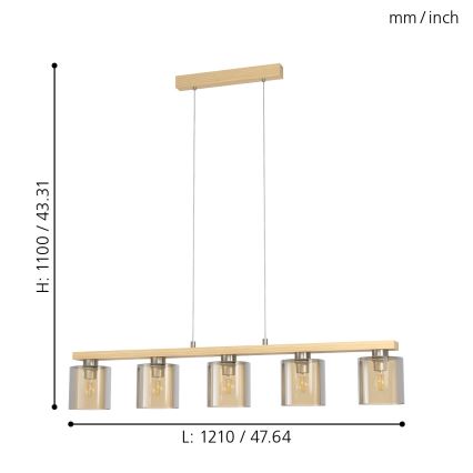 Eglo - Hängeleuchte an Schnur 5xE27/28W/230V - FSC-zertifiziert