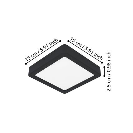 Eglo - LED-Deckenleuchte LED/7W/230V 2700/4000/6500K 15x15cm schwarz