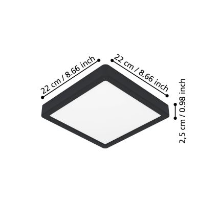 Eglo - LED-Deckenleuchte LED/10,5W/230V 2700/4000/6500K 22x22cm schwarz