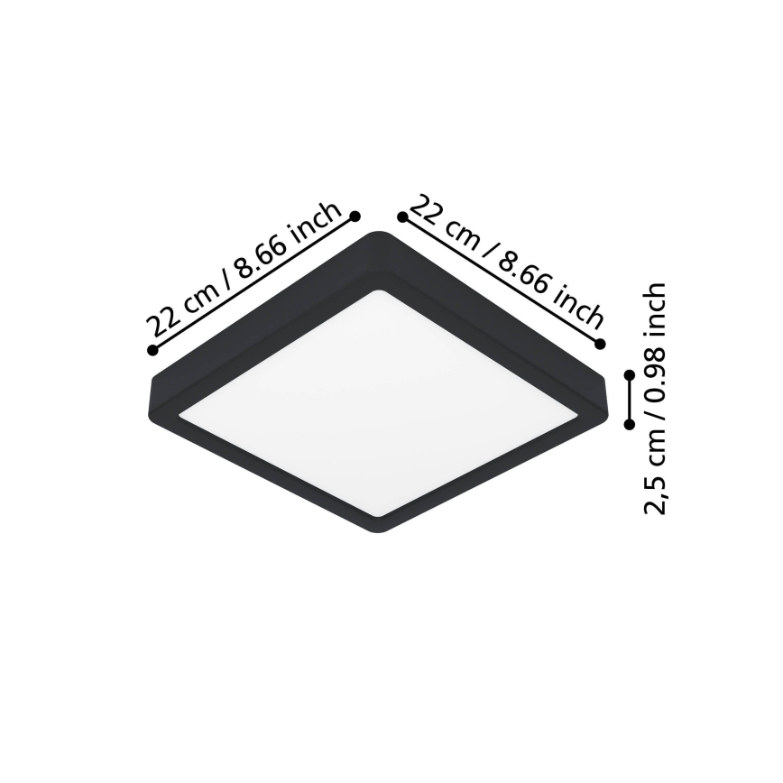 Eglo - LED-Deckenleuchte LED/10,5W/230V 2700/4000/6500K 22x22cm schwarz