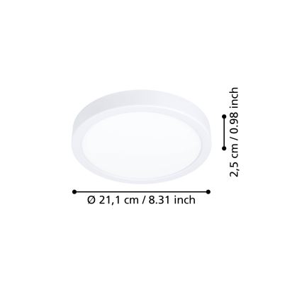 Eglo - LED-Deckenleuchte LED/11,5W/230V 2700/4000/6500K Ø 21,1 cm weiß