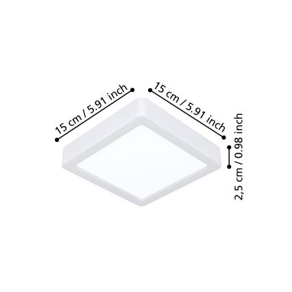 Eglo - LED-Deckenleuchte LED/7W/230V 2700/4000/6500K 15x15 cm weiß