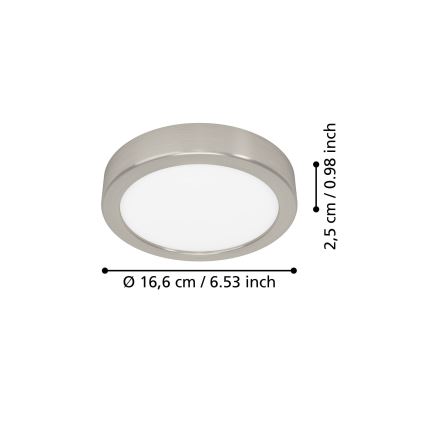 Eglo - LED-Deckenleuchte, 7,5 W, 230 V, 2700/4000/6500 K, Ø 16,6 cm, mattchrom