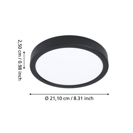 Eglo - LED-Deckenleuchte für Badezimmer LED/11,5W/230V Ø 21,1 cm IP44 schwarz