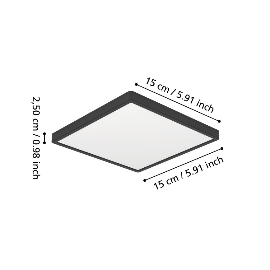 Eglo - LED Badezimmer-Deckenleuchte LED/7W/230V 15x15 cm IP44 schwarz