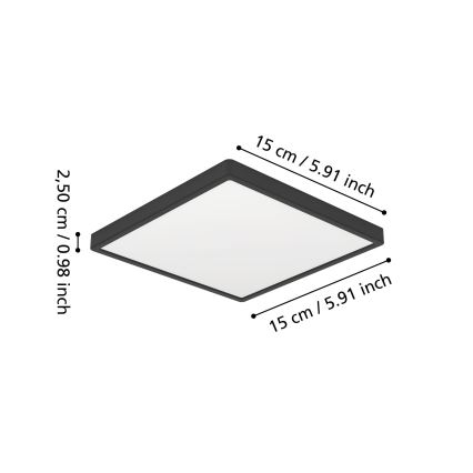 Eglo - LED-Badezimmer-Deckenleuchte LED/7W/230V 2700/4000/6500K 15x15 cm IP44 schwarz