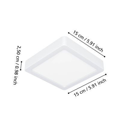 Eglo - LED-Deckenleuchte für Badezimmer LED/7W/230V 2700/4000/6500K 15x15 cm IP44 weiß