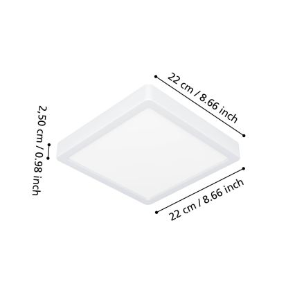 Eglo - LED-Bad-Deckenleuchte LED/10,5W/230V 2700/4000/6500K 22x22 cm IP44 weiß