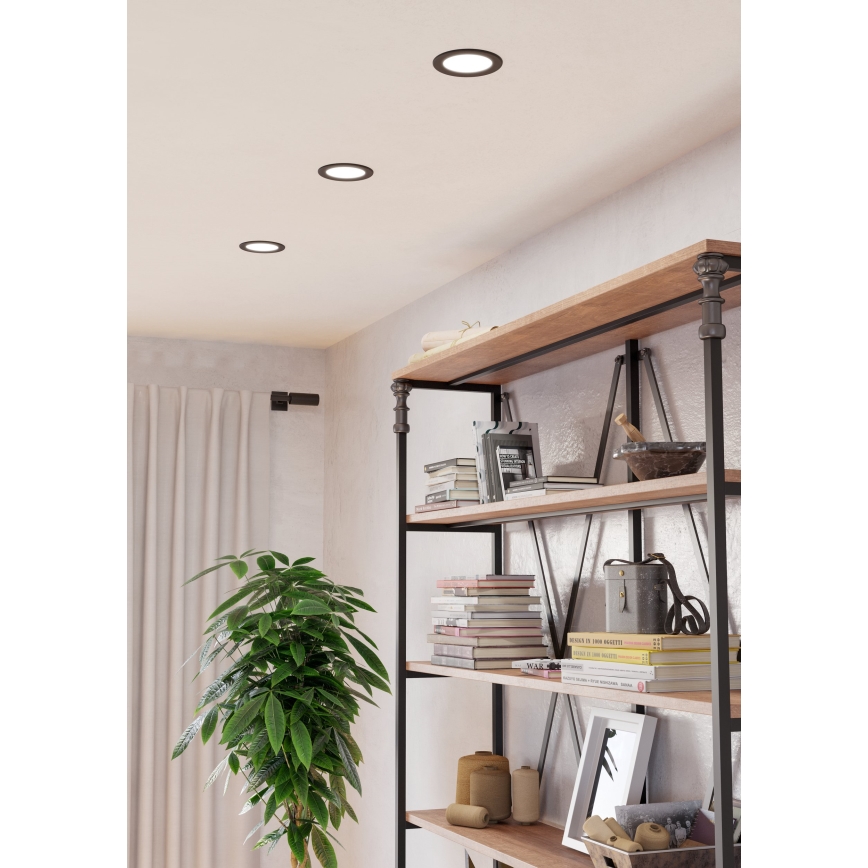 Eglo - LED-Badezimmer-Einbauleuchte LED/6,3W/230V 2700/4000/6500K Ø 11,9 cm IP44 schwarz