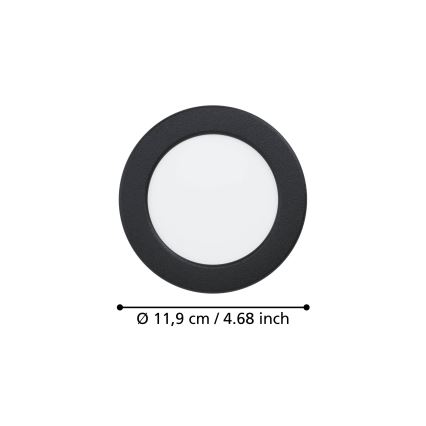 Eglo - LED-Badezimmer-Einbauleuchte LED/6,3W/230V 2700/4000/6500K Ø 11,9 cm IP44 schwarz