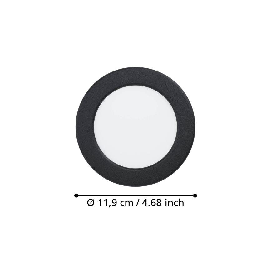 Eglo - LED-Badezimmer-Einbauleuchte LED/6,3W/230V 2700/4000/6500K Ø 11,9 cm IP44 schwarz