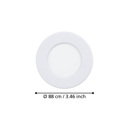 Eglo - LED-Badezimmer-Einbauleuchte LED/3,7W/230V 2700/4000/6500K Ø 8,8 cm IP44 weiß