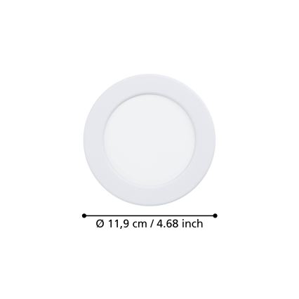 Eglo - LED-Badezimmer-Einbauleuchte LED/6,3 W/230 V 2700/4000/6500 K Ø 11,9 cm IP44 Weiß