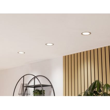 Eglo - LED RGBW dimmbare Badezimmer-Einbauleuchte LED/5W/230V 2700-6500K Ø 12 cm IP44 mattchrom