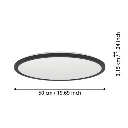 Eglo - LED Badezimmer-Deckenleuchte LED/16,8W/230V 2700/4000/6500K Ø 50 cm IP44 Schwarz