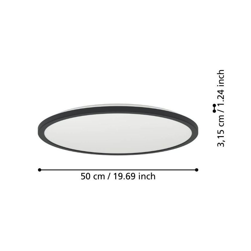 Eglo - LED Badezimmer-Deckenleuchte LED/16,8W/230V 2700/4000/6500K Ø 50 cm IP44 Schwarz