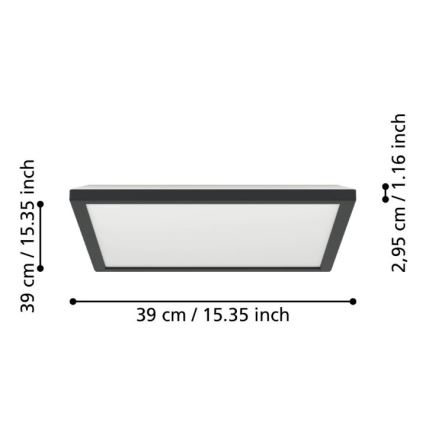 Eglo - LED-Deckenleuchte für den Outdoor-Bereich LED/17,6W/230V 2700/4000/6500K 39x39 cm IP44 schwarz
