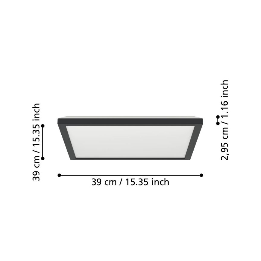 Eglo - LED-Deckenleuchte für den Outdoor-Bereich LED/17,6W/230V 2700/4000/6500K 39x39 cm IP44 schwarz