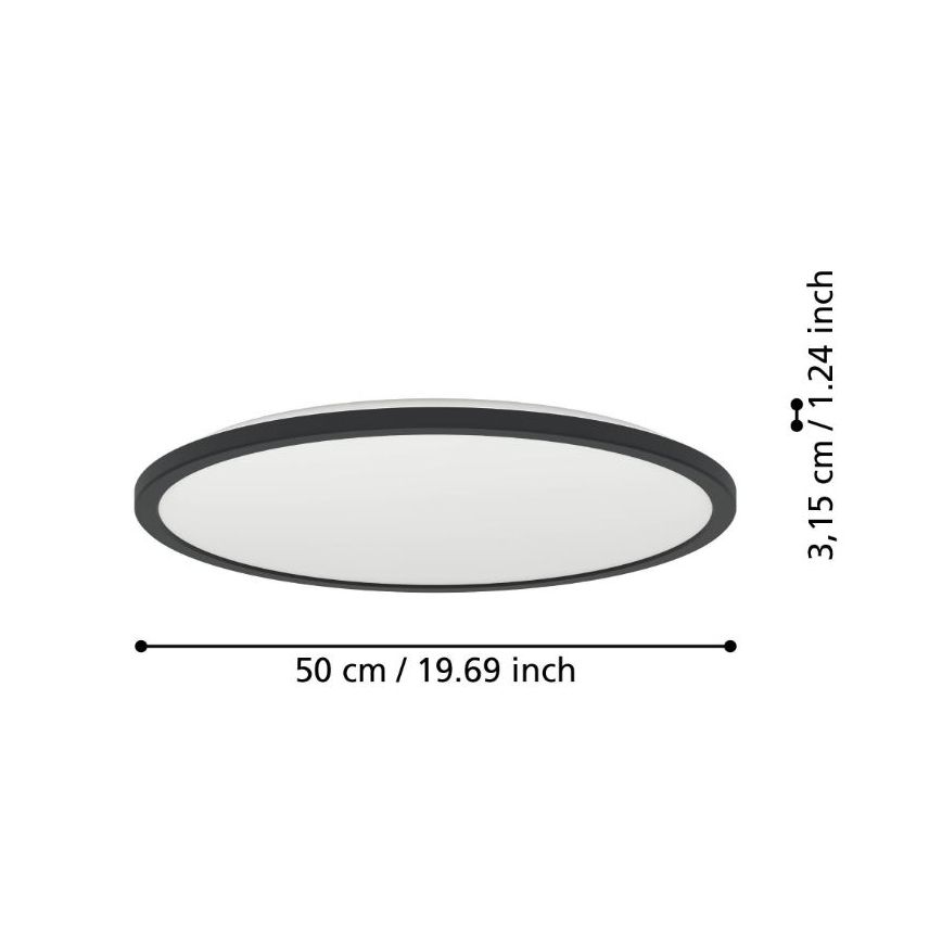 Eglo - Dimmbare LED-Outdoor-Deckenleuchte LED/16,8W/230V 2700-6500K d 50 cm IP44 schwarz + Fernbedienung