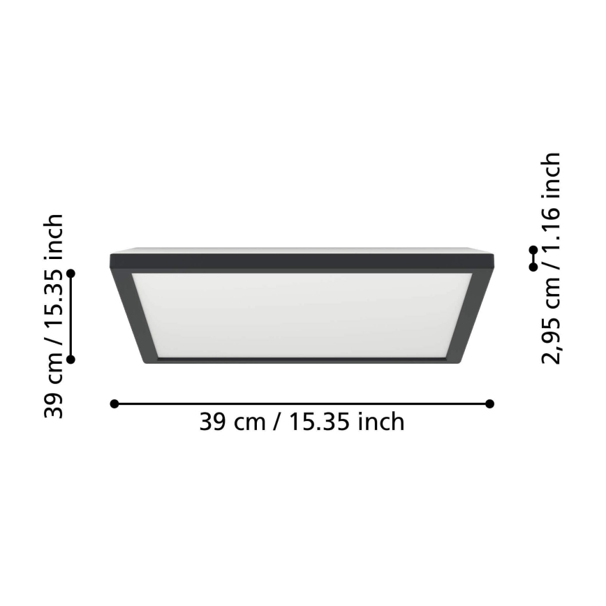 Eglo - Dimmbare LED-Outdoor-Deckenleuchte LED/17,6W/230V 2700-6500K 39x39 cm IP44 schwarz + Fernbedienung