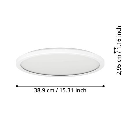 Eglo - Dimmbare LED-Outdoor-Deckenleuchte LED/18,5W/230V 2700-6500K d 38,9 cm IP44 weiß + Fernbedienung