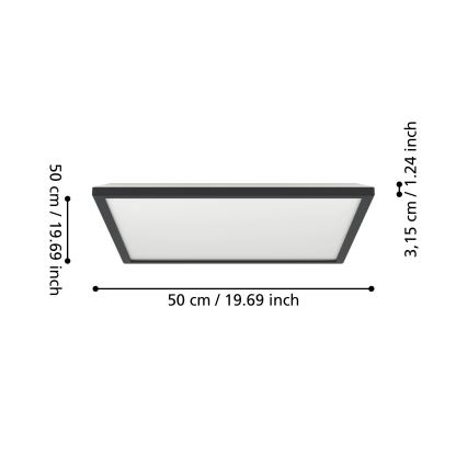 Eglo - Dimmbare LED-RGBW-Deckenleuchte für Badezimmer LED/17W/230V 2700-6500K 50x50cm IP44 schwarz ZigBee