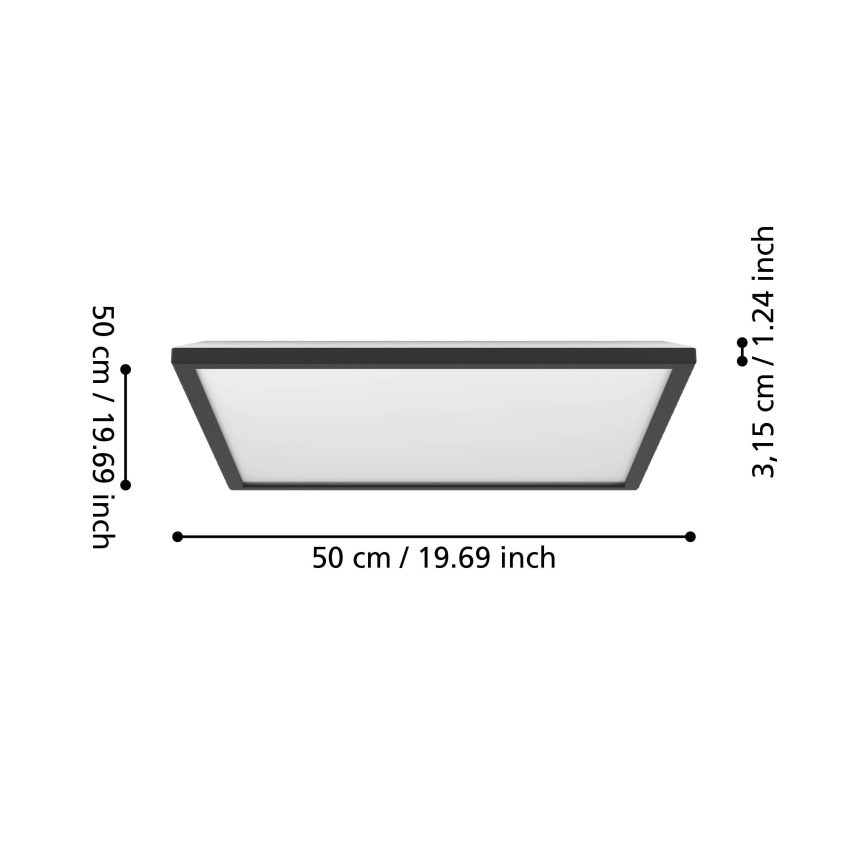 Eglo - Dimmbare LED-RGBW-Deckenleuchte für Badezimmer LED/17W/230V 2700-6500K 50x50cm IP44 schwarz ZigBee