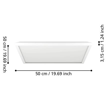Eglo - Dimmbare LED-RGBW-Deckenleuchte für Badezimmer LED/17W/230V 2700-6500K 50x50 cm IP44 weiß ZigBee
