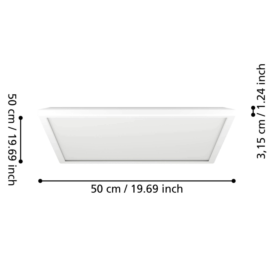 Eglo - Dimmbare LED-RGBW-Deckenleuchte für Badezimmer LED/17W/230V 2700-6500K 50x50 cm IP44 weiß ZigBee