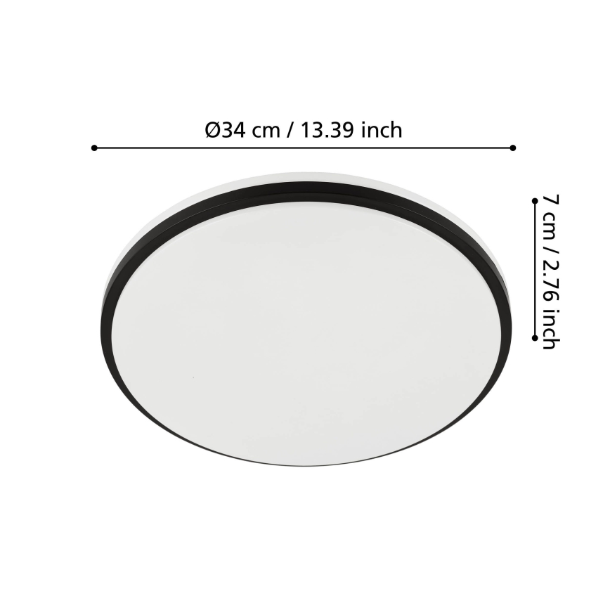Eglo - LED-Badezimmer-Deckenleuchte, 18 W, 230 V, 3000/4000/6500 K, Ø 34 cm, IP54, schwarz