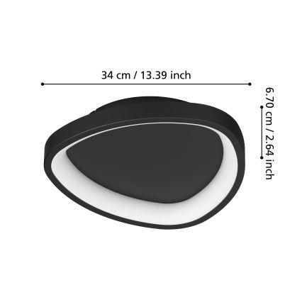 Eglo - Dimmbare LED-Deckenleuchte LED/12W/230V 2700-6500K schwarz + Fernbedienung