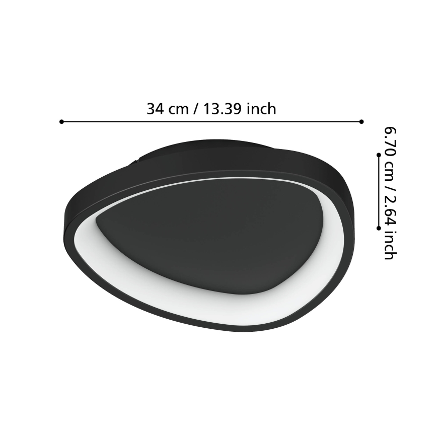 Eglo - Dimmbare LED-Deckenleuchte LED/12W/230V 2700-6500K schwarz + Fernbedienung