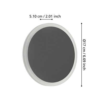 Eglo - LED-Wandleuchte LED/12W/230V 3000K d 17 cm schwarz