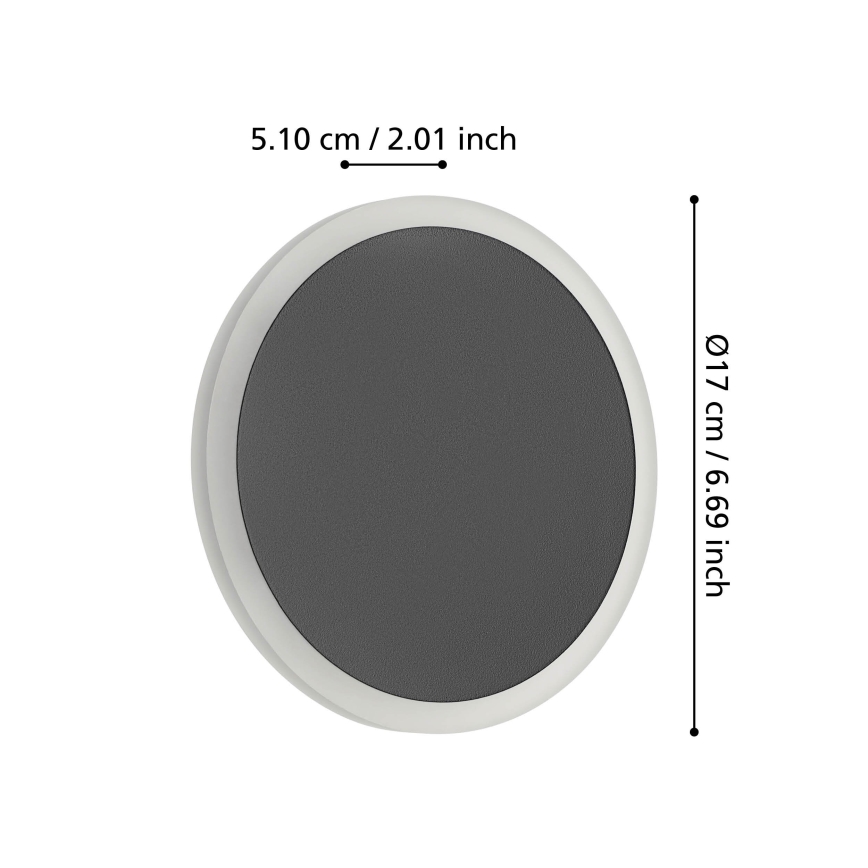 Eglo - LED-Wandleuchte LED/12W/230V 3000K d 17 cm schwarz