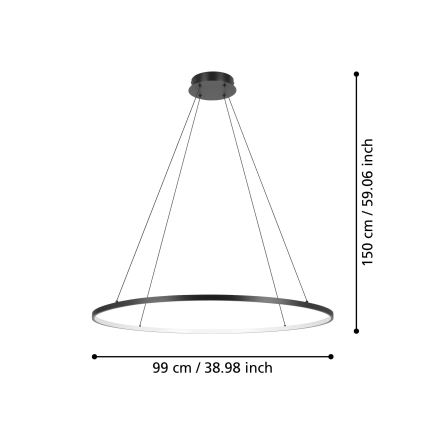 Eglo - Dimmbarer LED-Kronleuchter an Aufhängung LED/40W/230V 2700-6500K schwarz + Fernbedienung