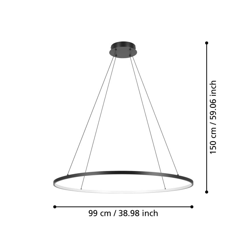 Eglo - Dimmbarer LED-Kronleuchter an Aufhängung LED/40W/230V 2700-6500K schwarz + Fernbedienung