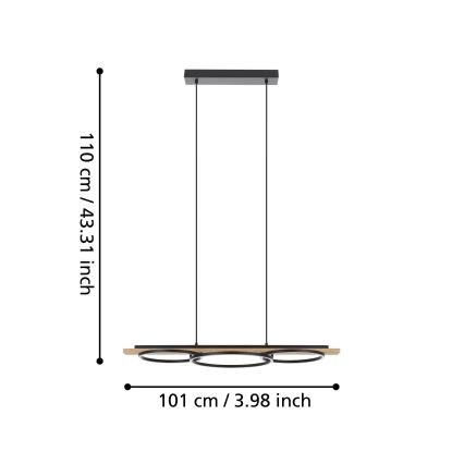 Eglo - Dimmbare LED-Hängeleuchte 2xLED/12,5W/230V+1xLED/15,5W 3000K beige/schwarz