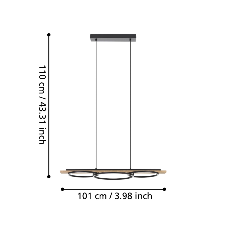 Eglo - Dimmbare LED-Hängeleuchte 2xLED/12,5W/230V+1xLED/15,5W 3000K beige/schwarz
