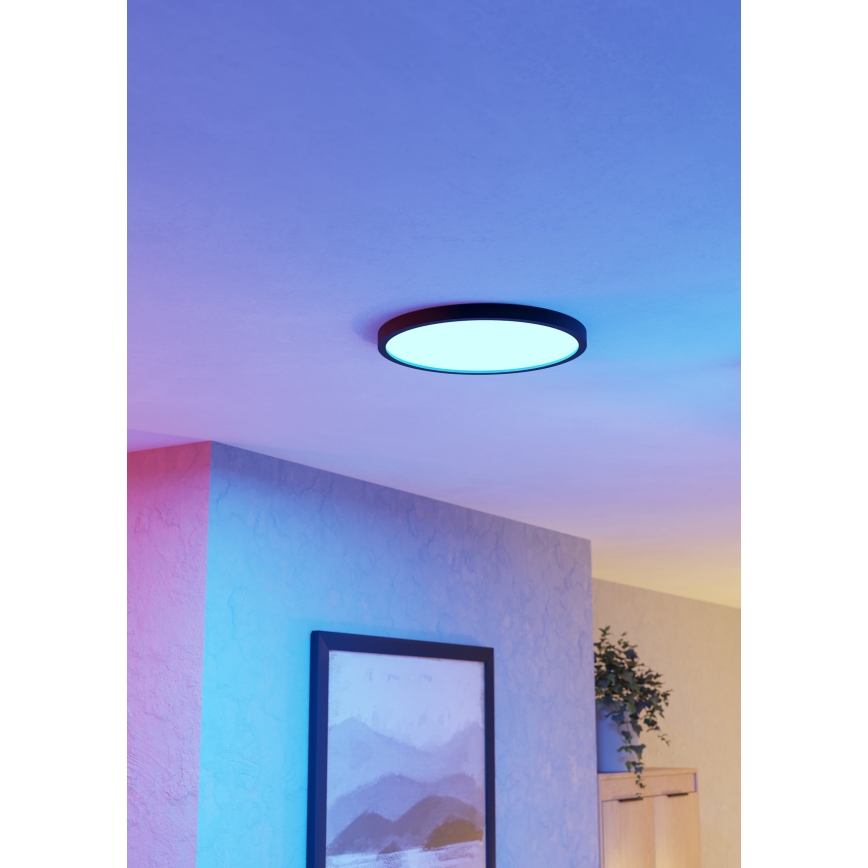 Eglo - LED RGBW dimmbare Badezimmer-Deckenleuchte LED/17,5W/230V 2700-6500K Ø 39,9 cm IP44 schwarz