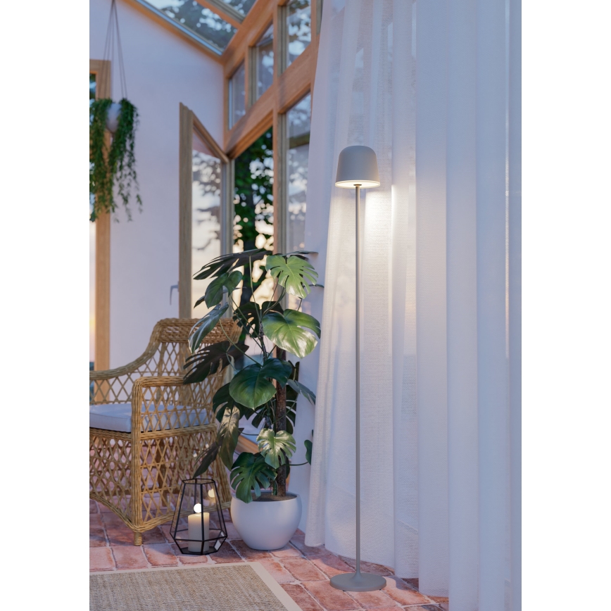 Eglo - Dimm- und aufladbare LED-Outdoor-Stehleuchte LED/4,3W/5V 2400/3000/4000K IP54 grau