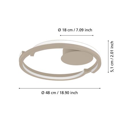 Eglo - LED-dimmbare Deckenleuchte 2xLED/20W/230V 2700-6500K Ø 48 cm beige + Fernbedienung
