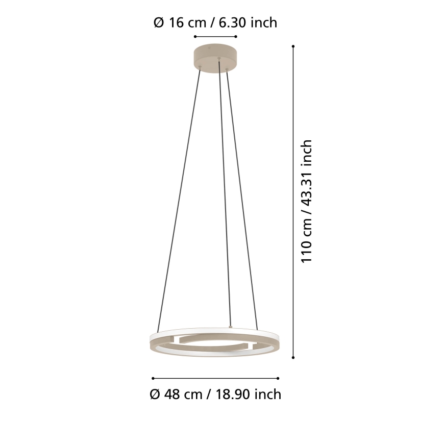 Eglo - LED dimmbare Pendelleuchte an Kabel 2xLED/20W/230V 2700-6500K Durchmesser 48 cm beige + Fernbedienung