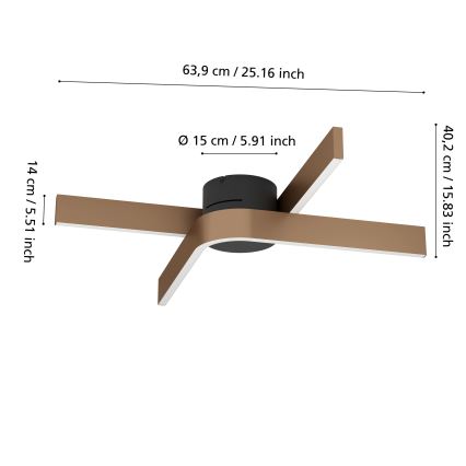 Eglo - LED RGBW dimmbare Deckenleuchte 2xLED/18W/230V kupfer/schwarz