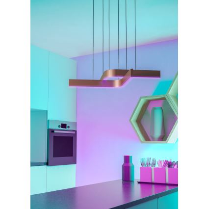 Eglo - LED RGBW dimmbare Pendelleuchte an Kabel 2xLED/18W/230V kupfer/schwarz